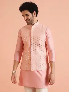 Kisah Men Mirror Work Mandarin Collar Nehru Jacket