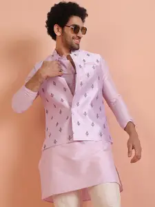 KISAH Men Mandarin Collar Embroidered Nehru Jacket