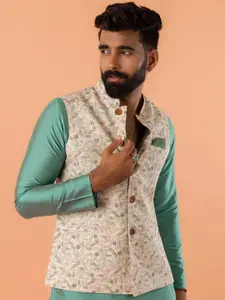 KISAH Men Printed Mandarin Collar Nehru Jacket