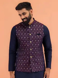 KISAH Men Woven Design Nehru Jackets