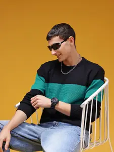 HERE&NOW Cotton Colourblocked Pullover