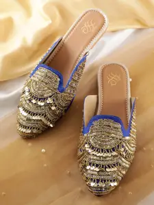 House of Pataudi Women Embellished Ethnic Mules Flats