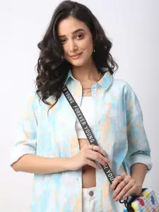 VASTRADO Women Classic Spread Collar Abstract Printed Oversized Casual Shirt