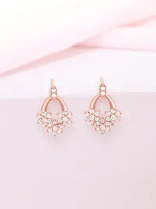 Zavya 925 Pure Sterling Silver Rose Gold-Plated Cubic Zirconia Contemporary Studs