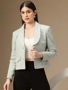 Chemistry Chevron Self Design Single-Breasted Wool Casual Blazer