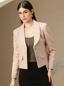 Chemistry Chevron Self Design Single-Breasted Wool Casual Blazer