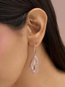 Fida 14K Rose Gold-Plated AAA American Diamond Cocktail Drop Earrings