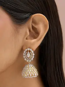 Fida Premium 14k Gold Plated Dome Shaped AAA American Diamond Jhumka
