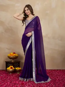 Trendmalls Sequinned Pure Georgette Saree