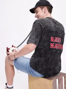 Kook N Keech Printed Drop-Shoulder Sleeves Oversized Washed Effect Pure Cotton T-shirt