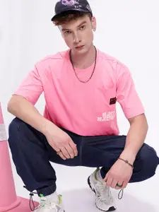 Kook N Keech Printed Drop-Shoulder Sleeves Oversized Washed Effect Pure Cotton T-shirt