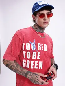 Kook N Keech Typography Printed Oversized Pure Cotton T-shirt