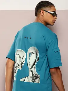 Kook N Keech Men Printed Drop-Shoulder Sleeves Oversized T-shirt