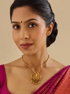 Kushal's Fashion Jewellery 92.5 Pure Silver Gold-Plated Teardrop Shaped Pendant