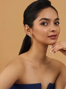 Kushal's Fashion Jewellery Rhodium-Plated Zircon Stone Embellished Bridal Pendant Set