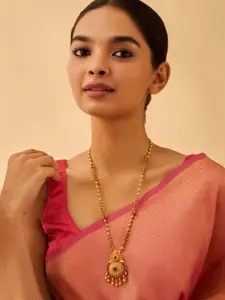 Kushal's Fashion Jewellery 92.5 Pure Silver Gold-Plated Oval Pendants