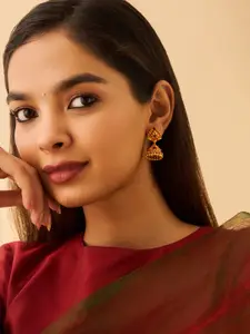 Kushal's Fashion Jewellery Embellished Bridal Dome 92.5 Pure Silve Stone Jhumkas