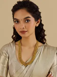 Kushal's Fashion Jewellery Embellished Bridal 92.5 Silver Ruby Temple Statement Necklace