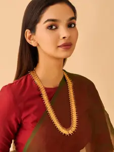 Kushal's Fashion Jewellery Embellished Bridal 92.5 Silver Gold-Plated Temple Necklace