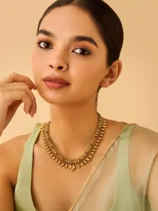 Kushal's Fashion Jewellery Embellished Bridal 92.5 Silver Temple Minimal Necklace