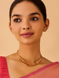 Kushal's Fashion Jewellery Embellished Bridal 92.5 Silver Temple Minimal Necklace