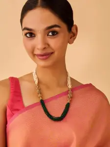 Kushal's Fashion Jewellery Embellished Bridal 92.5 Silver Beaded Temple Necklace