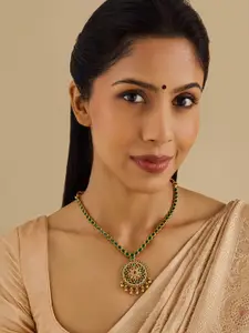 Kushal's Fashion Jewellery Embellished Bridal 92.5 Silver Gold-Plated Temple Necklace