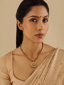 Kushal's Fashion Jewellery Embellished Bridal 92.5 Silver Temple Minimal Necklace