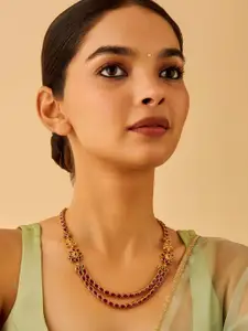 Kushal's Fashion Jewellery Embellished Bridal 92.5 Silver Stone Layered Necklace