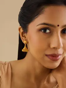 Kushal's Fashion Jewellery  92.5 Pure Silver Gold Plated Dome Shaped Jhumkas Earrings