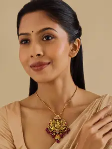 Kushal's Fashion Jewellery 92.5 Pure Silver Gold-Plated Cubic Zirconia Pendant