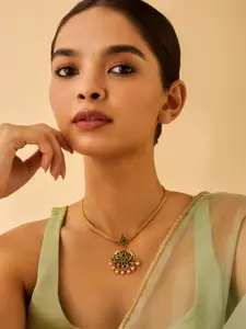 Kushal's Fashion Jewellery Embellished Bridal 92.5 Silver Gold-Plated Stone Necklace