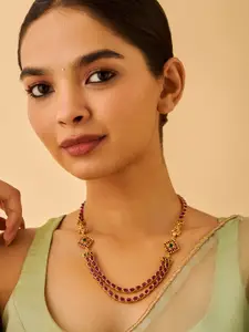 Kushal's Fashion Jewellery Embellished Bridal 92.5 Silver Temple Minimal Necklace