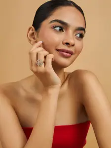 Kushal's Fashion Jewellery Rhodium-Plated Zircon Embellished Bridal Maang Tikka