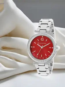 GIORDANO Women Round Dial Stainless Steel Bracelet Style Analogue Watch GD-4212-11-MAROON