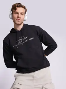 glitchez Hooded Typography Print Sweatshirt