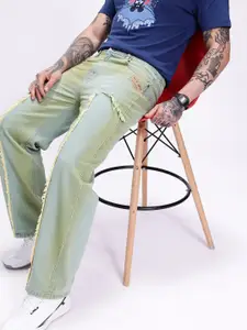 Kook N Keech Men Straight Fit Mid-Rise Heavy Fade Pure Cotton Jeans