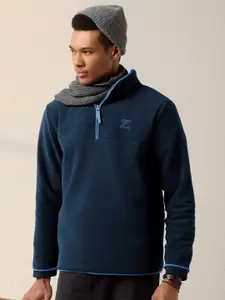 XYXX Men Regular Fit Solid NavyBlue IntelliLuxe Jet-Setter Half-Zip Sweatshirt
