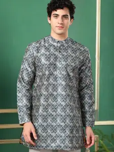 TATTVA Mandarin Collar Abstract Printed Straight Kurta