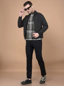 Crimsoune Club Men Classic Spread Collar Tartan Checked Cotton Slim Fit Casual Shirt