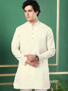 TATTVA Mandarin Collar Woven Design Straight Kurta