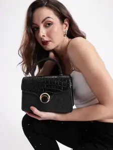 DressBerry Animal Skin Textured Structured Satchel