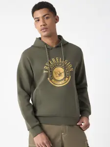 True Religion Men Cotton Brand Logo Printed Hooded Sweatshirt