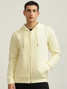 Iconic Men Cotton Self Design Hooded Sweatshirt