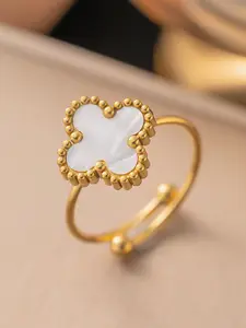 MYKI Fascinating Stainless Steel Gold-Plated Adjustable Finger Ring