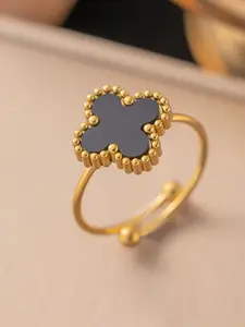 MYKI Stainless Steel Gold-Plated Adjustable Finger Ring