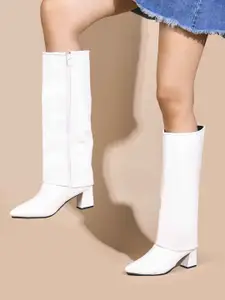 SHUZ TOUCH Women Block-Heeled Slouchy Boots