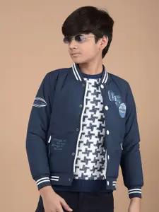 Crimsoune Club Boys Stand Collar Graphic Casual Bomber Jacket