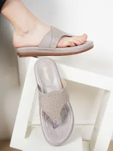 The Roadster Lifestyle Co Women Textured T-Strap Flats
