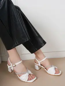 DressBerry Women Embellished Square Toe Block Heel Sandals